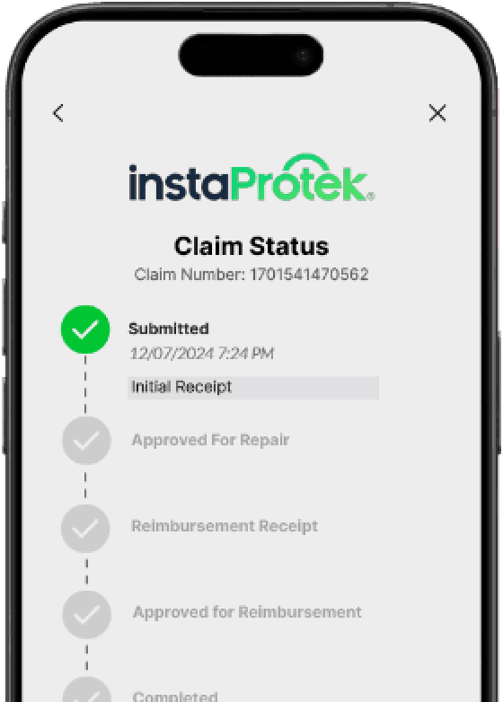 instaProtek app service request showing how to track service requests